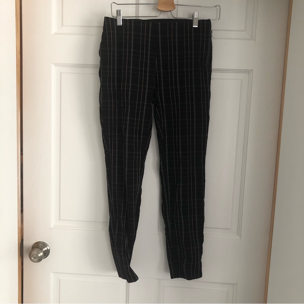 Black Plaid Slim Leg Dress Pants